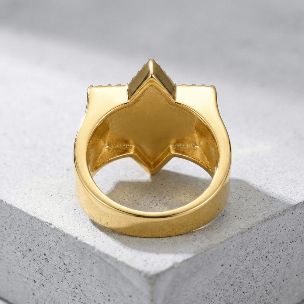 Bague chevalière homme or diamant moissanite dos anneau