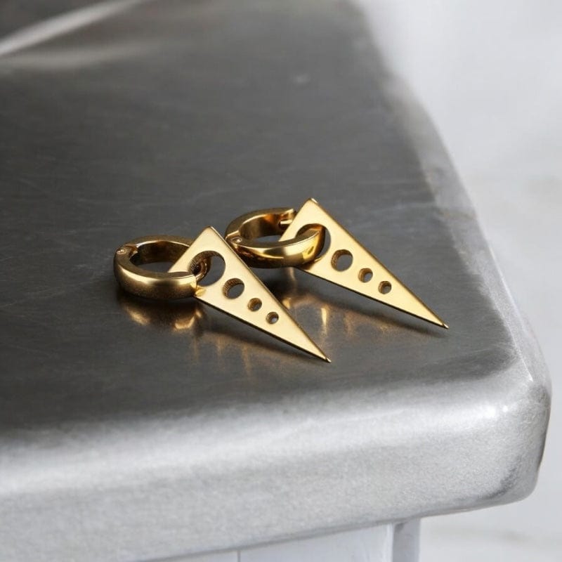 Boucles d'oreilles pendantes homme en acier inoxydable or, élégance et style unique