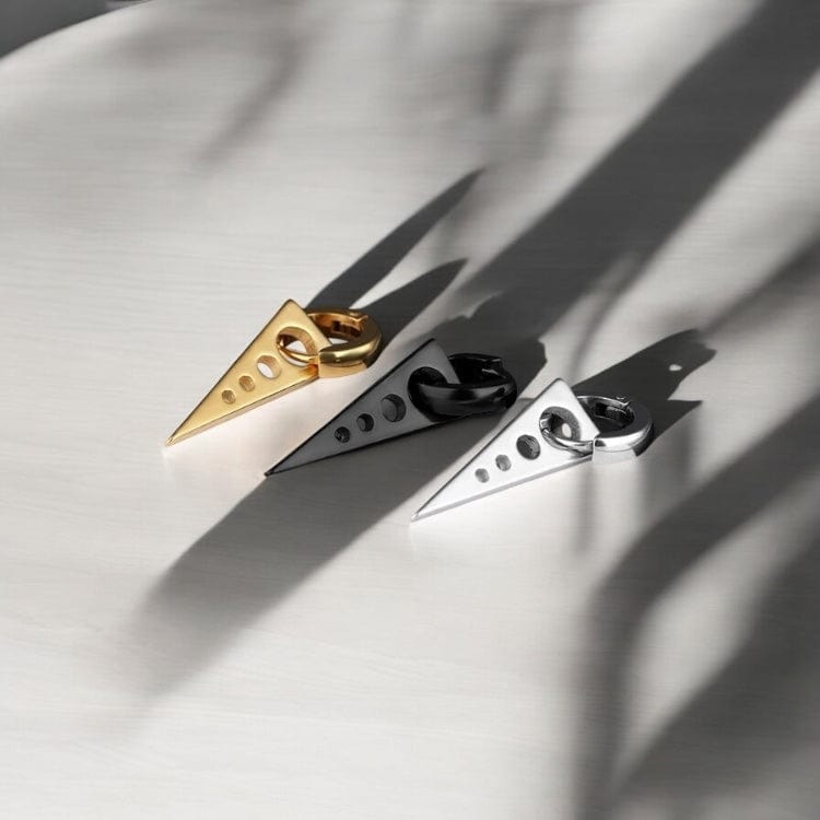 Boucles d'oreilles pendantes homme en acier inoxydable doré, noir et argent, design géométrique