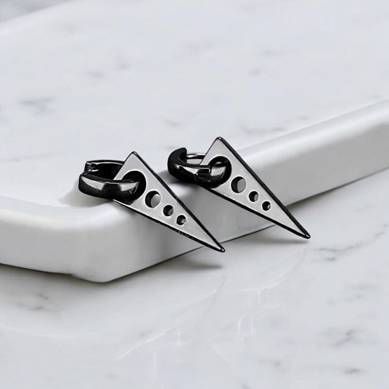 Paire de boucles d'oreilles pendantes homme en acier inoxydable noir, style moderne