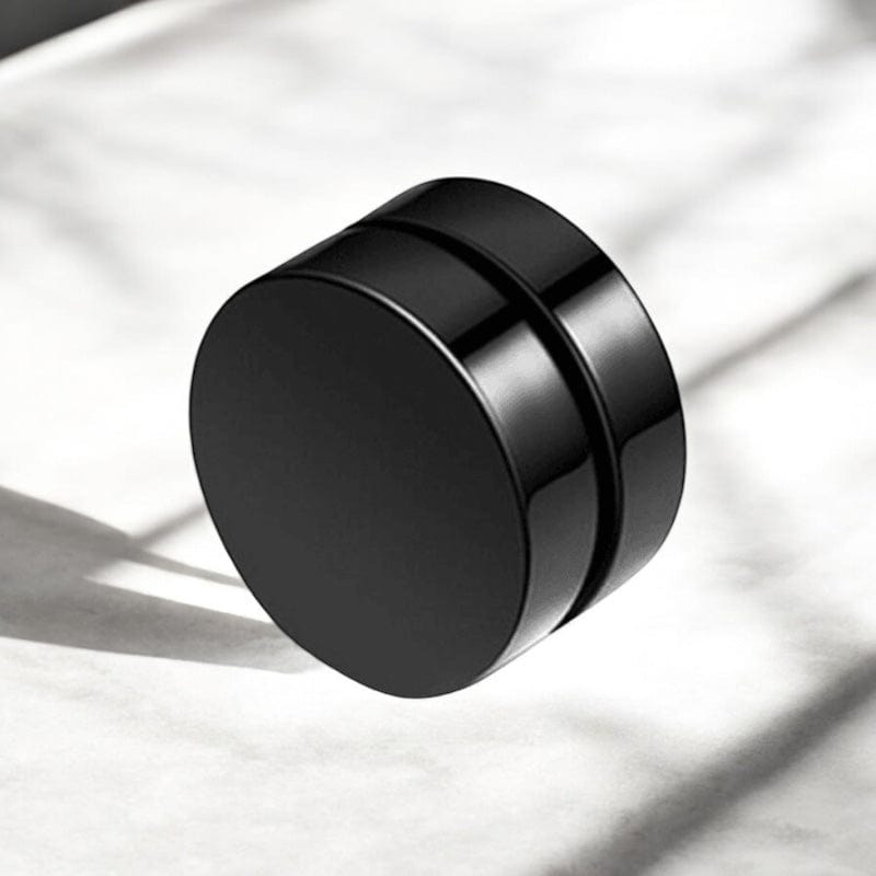 Boucle d'oreille aimant ronde pour homme noir