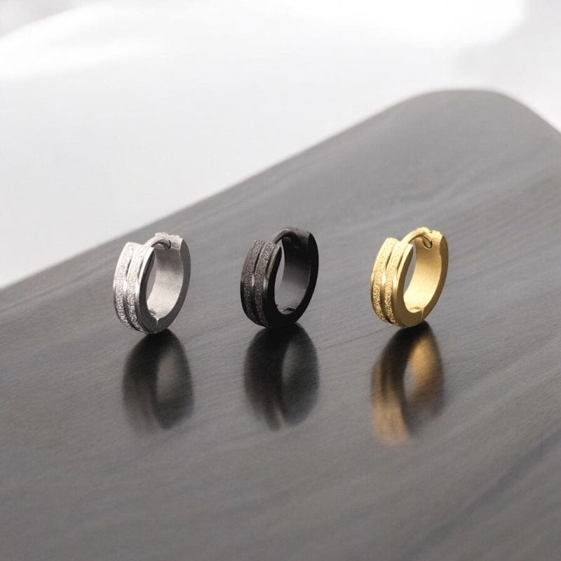 Boucle d'oreille homme anneau créole petite taille argent or ou noir