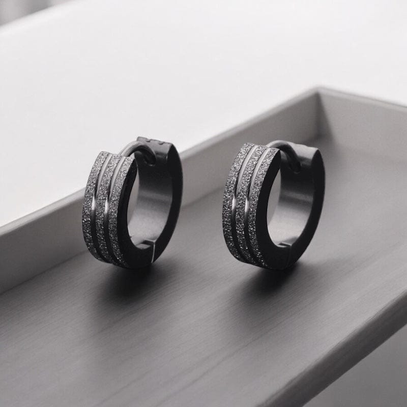 Boucle d'oreille homme anneau créole petite taille noir