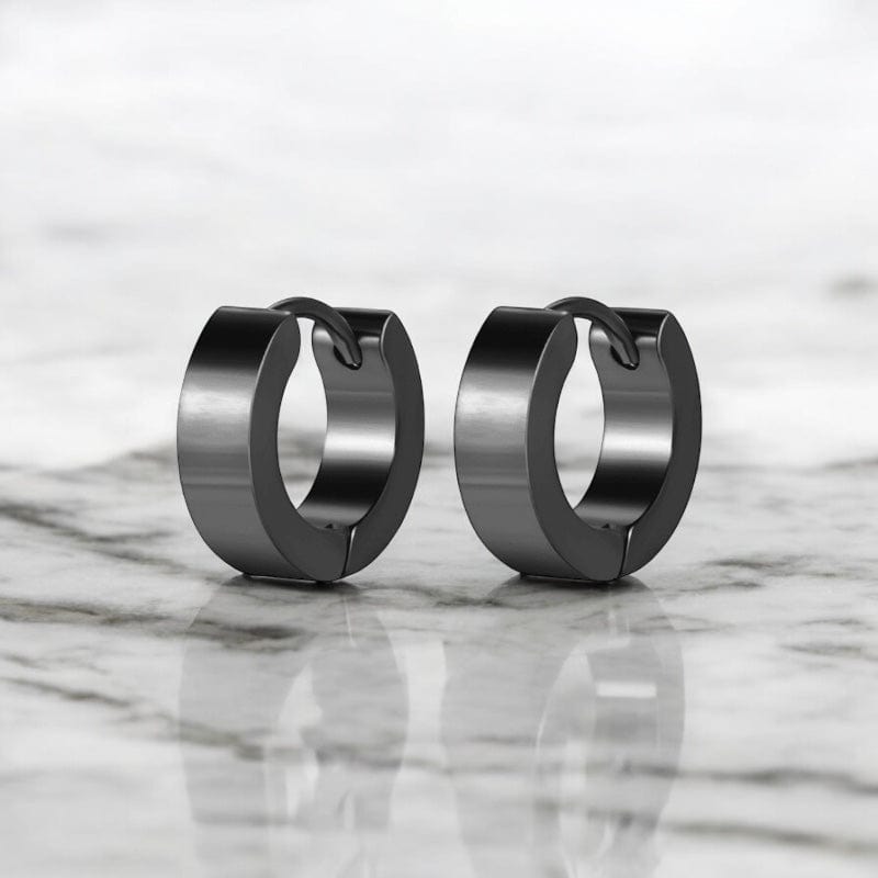 Boucle d'oreille homme anneau noir