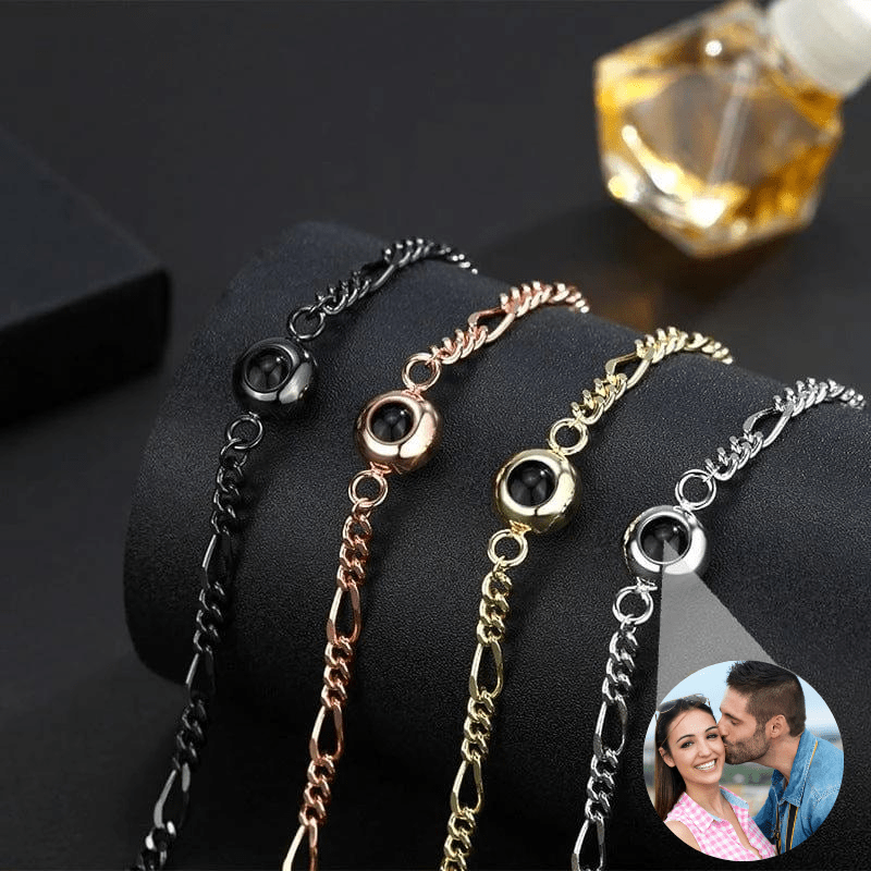 Bracelet Personnalisé avec photo noir or rose or et argent