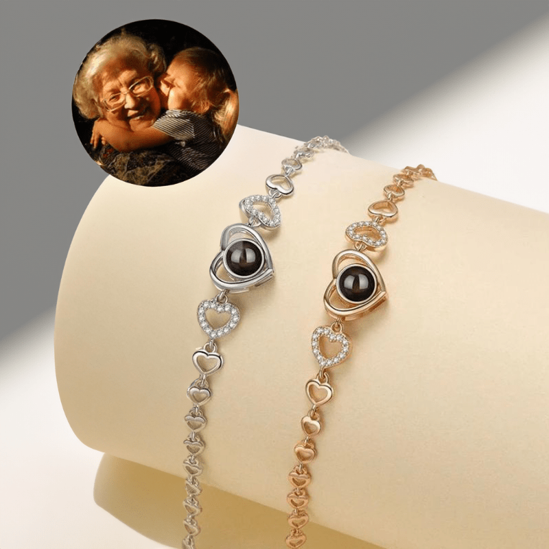 Bracelet Personnalisé cœur photo argent et or