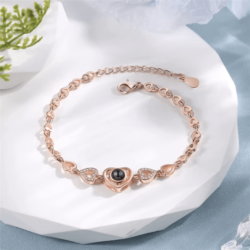 Bracelet Personnalisé cœur photo or rose