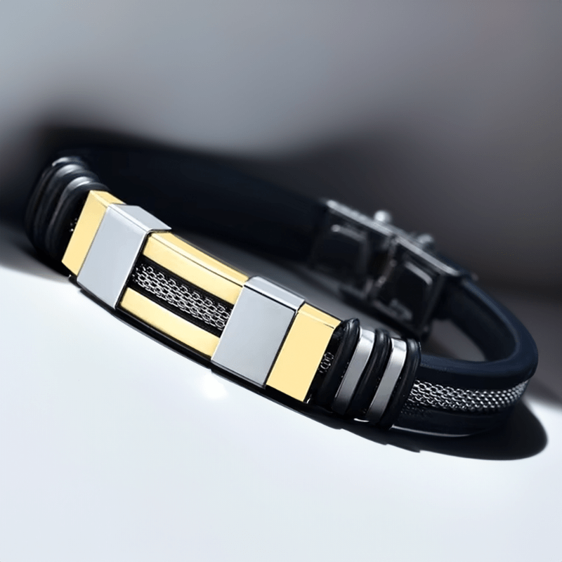 Bracelet acier inoxydable pour homme or et noir