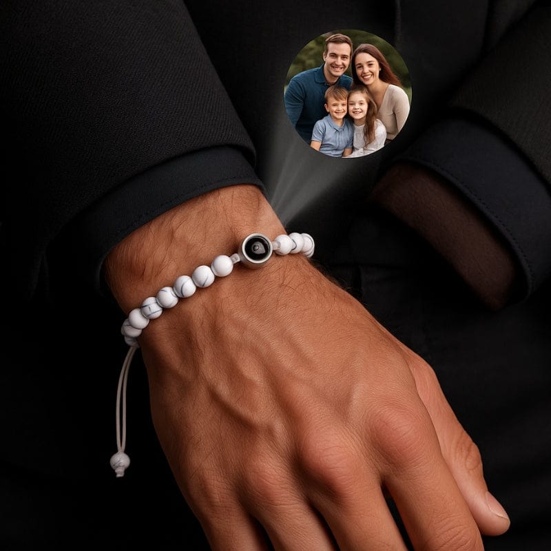 Bracelet Homme en perles personnalisable avec photo