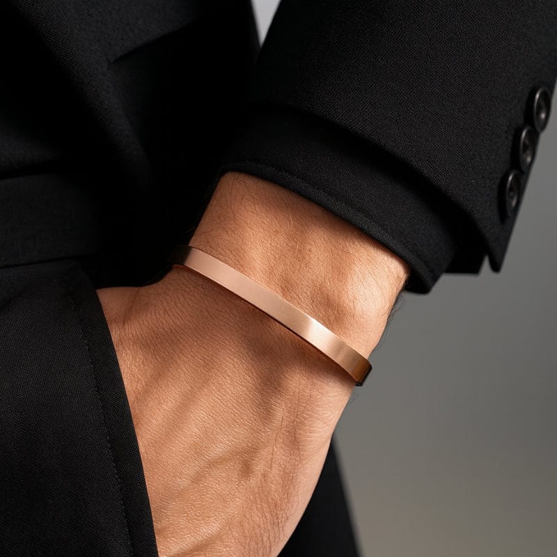 Bracelet jonc homme cuivre bronze minimaliste personnalisable acier premium LBDH