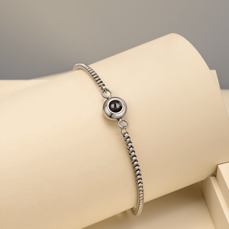 Bracelet personnalisable projection photo argent