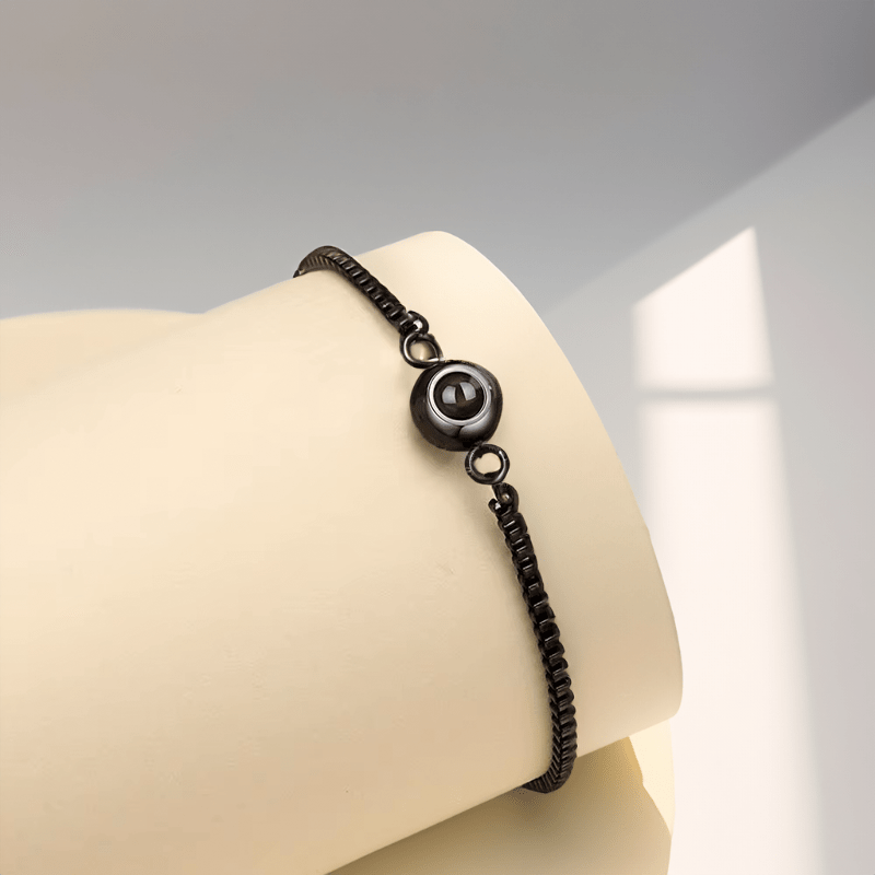 Bracelet personnalisable projection photo noir
