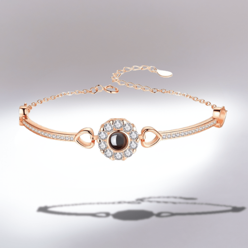 Bracelet photo projection en argent or rose