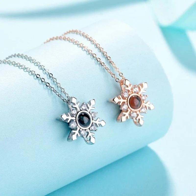 Collier Personnalisé Photo - Flocon de Neige or rose et argent