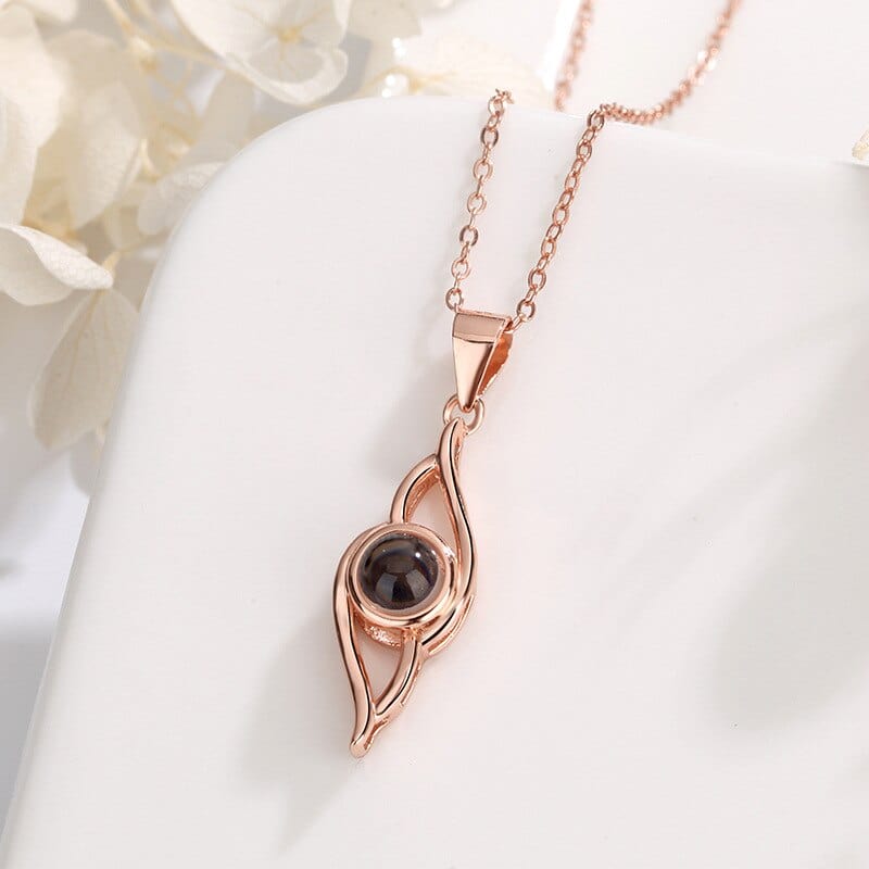 Collier Personnalisé Photo Projection or rose