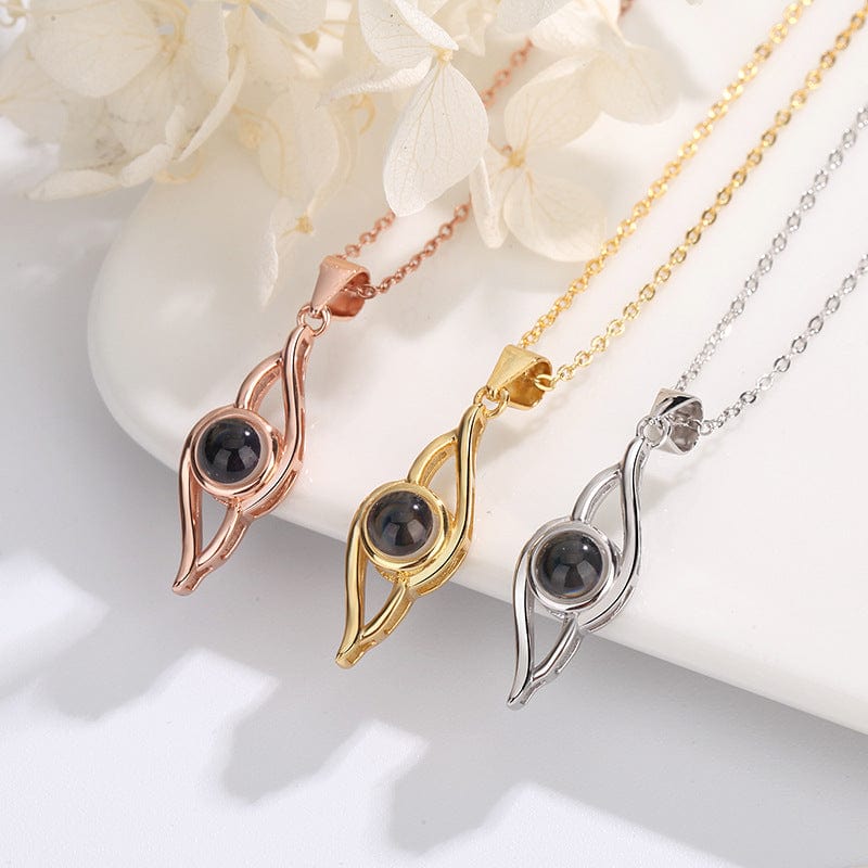 Collier Personnalisé Photo Projection or rose or et argent