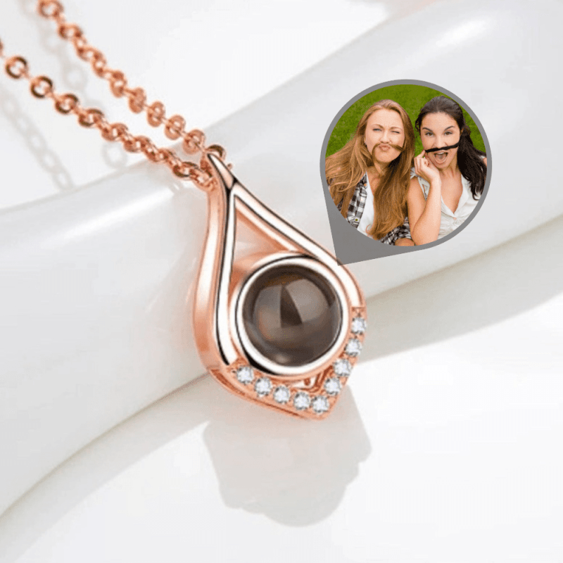 Collier Personnalisé Photo en Argent or rose