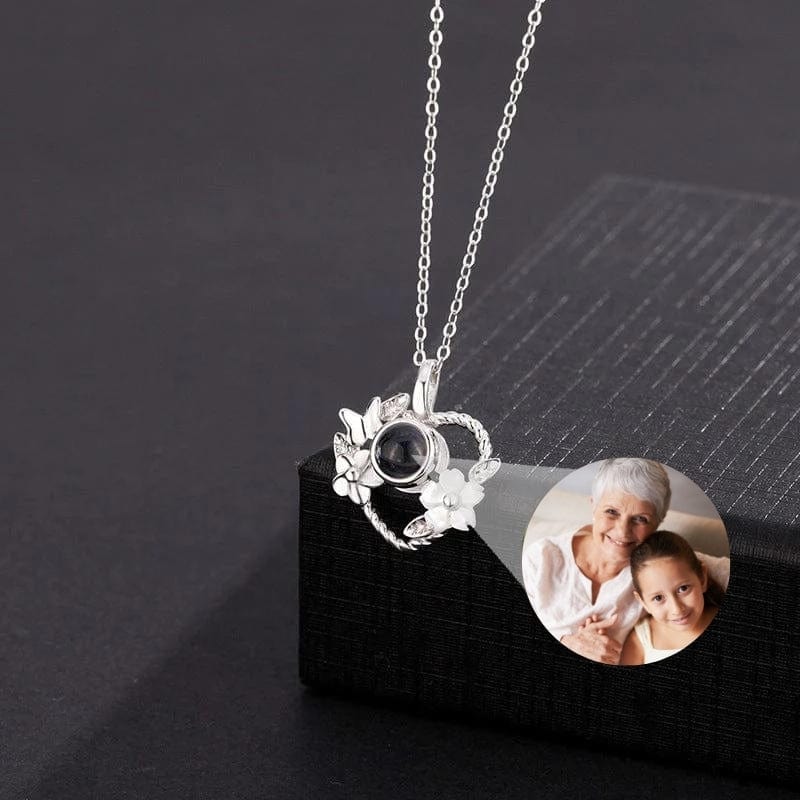 Collier Photo Coeur en Argent argent sur présentoir