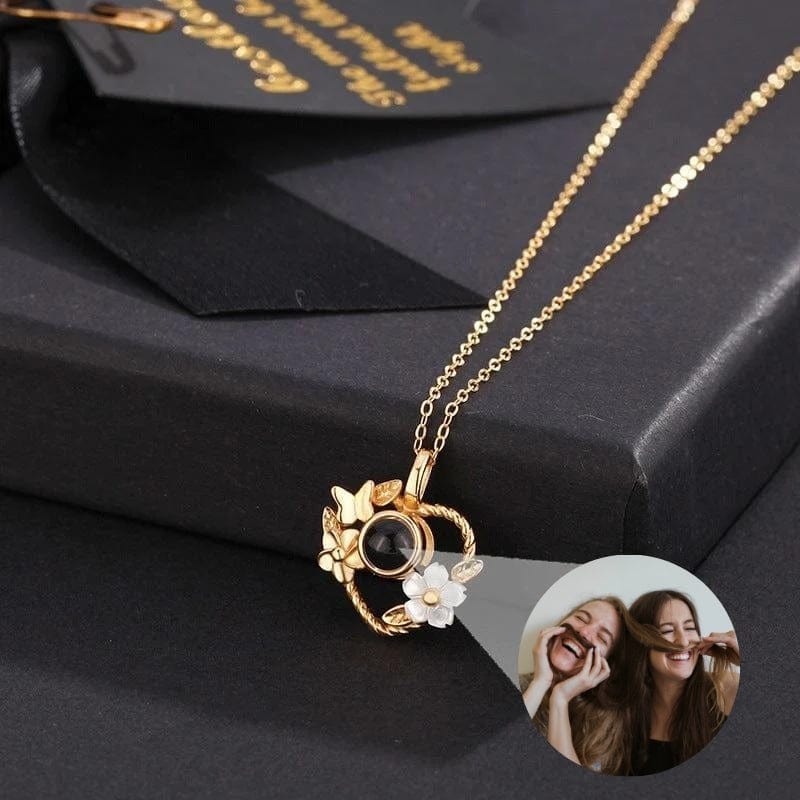 Collier Photo Coeur en Argent or sur présentoir