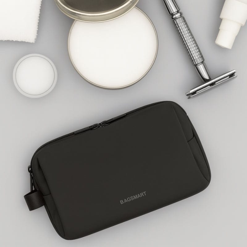 Trousse de toilette homme noire grand format avec compartiments multiples