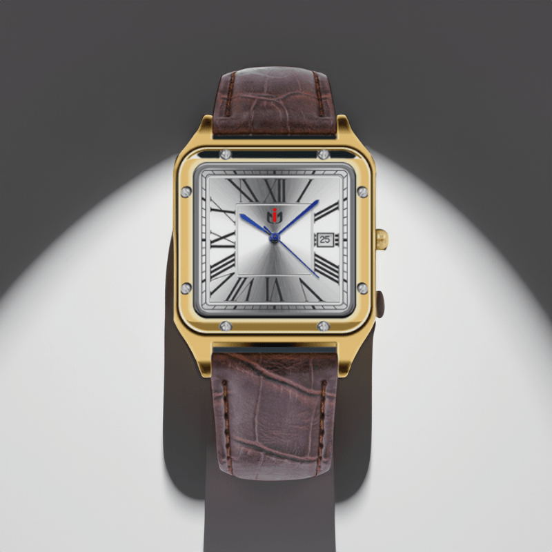 Montre Vintage Carrée avec Bracelet Cuir