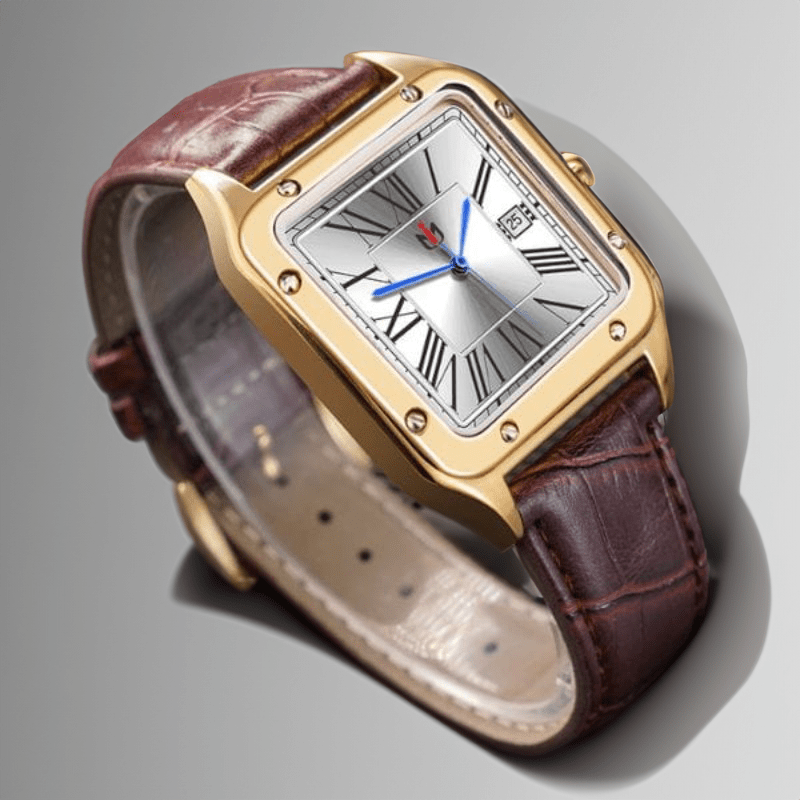 Montre Vintage Carrée avec Bracelet Cuir