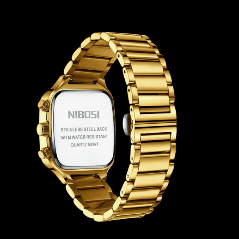 Montre Carré Analogique avec Chronographe arriere du cadran