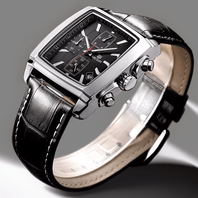 Montre Carré Vintage noir cadran noir posée