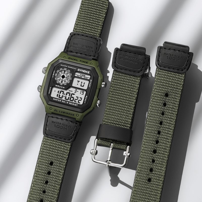 Montre Digitale Carré verte