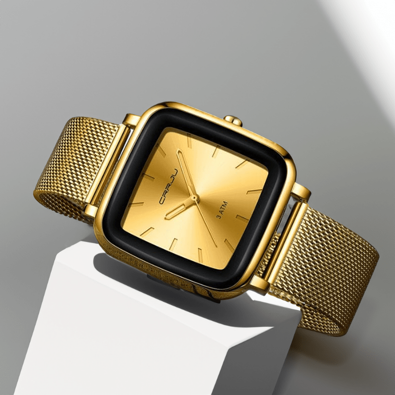 Montre Or Cadran Carré or sur présentoir