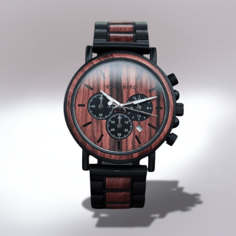 Montre Quartz en Bois bois rouge