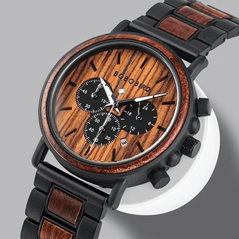 Montre Quartz en Bois en bois rouge