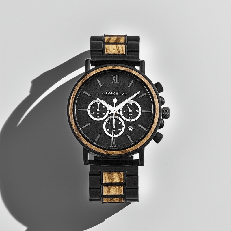 Montre Quartz en Bois noir