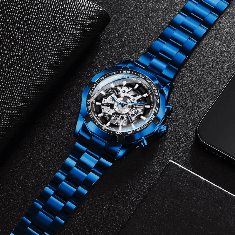 Montre Squelette Automatique Bleu