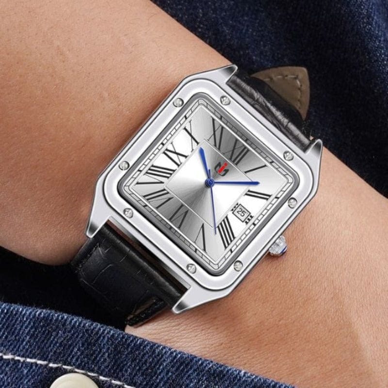 Montre Vintage Carrée avec Bracelet Cuir