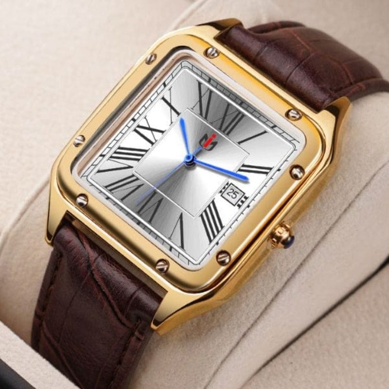 Montre Vintage Carrée avec Bracelet Cuir