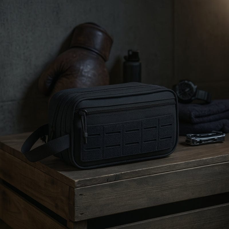 Trousse de toilette homme noire grande capacité, idéale pour le voyage