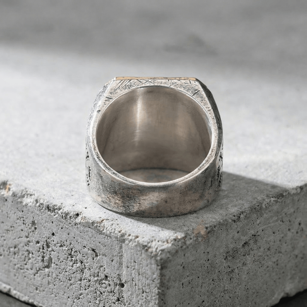 Bague chevalière homme argent 925 cuivre bicolore