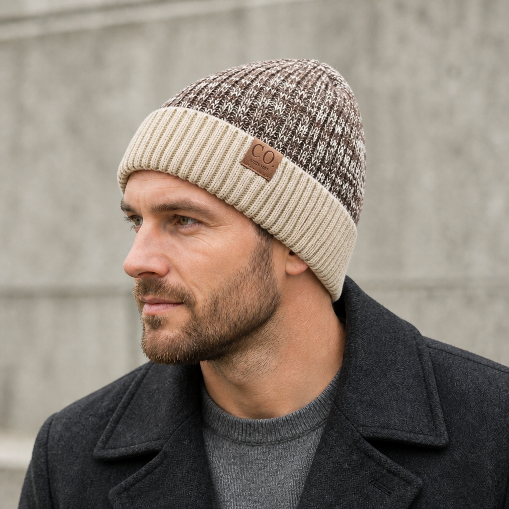 Des Finitions Exemplaires - Bonnet Chaud Homme Doublé Peluche en Maille Côtelée