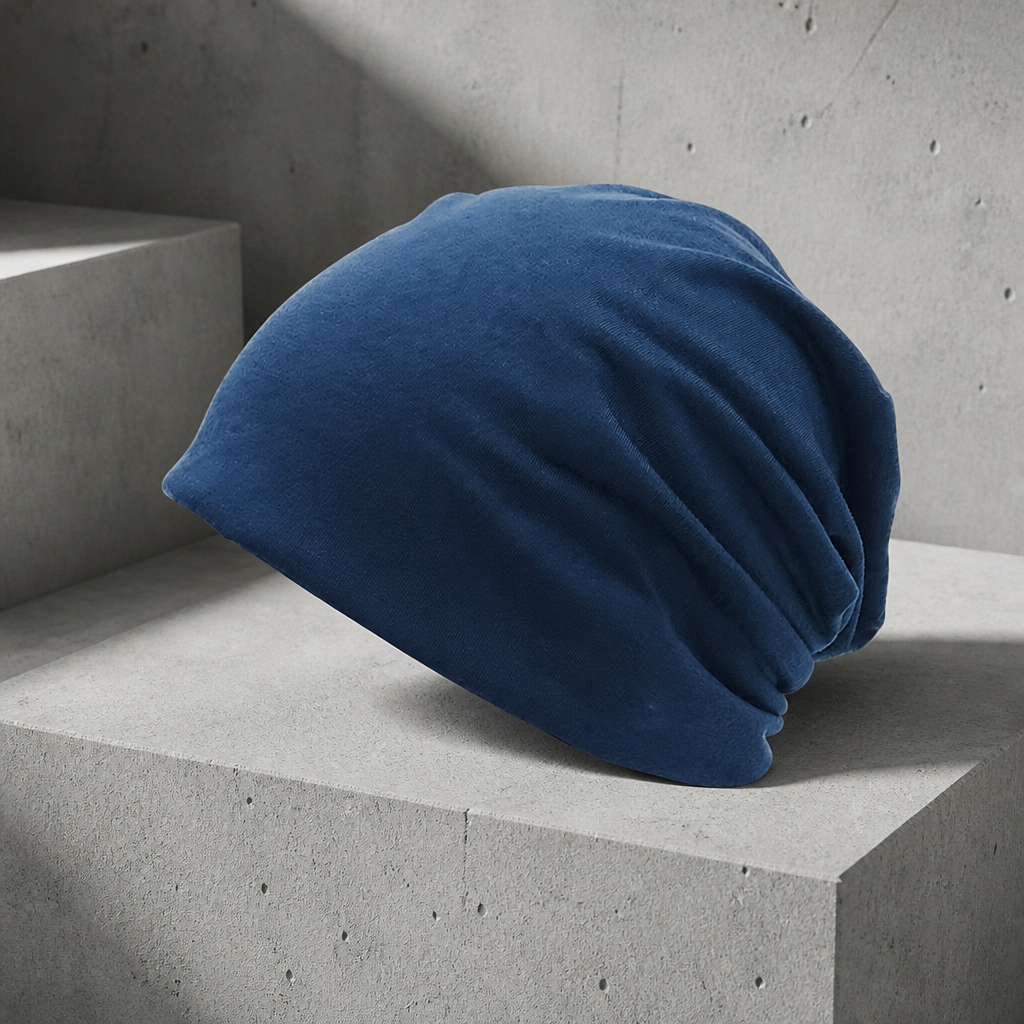 Bonnet léger homme bleu en maille fine de polyester