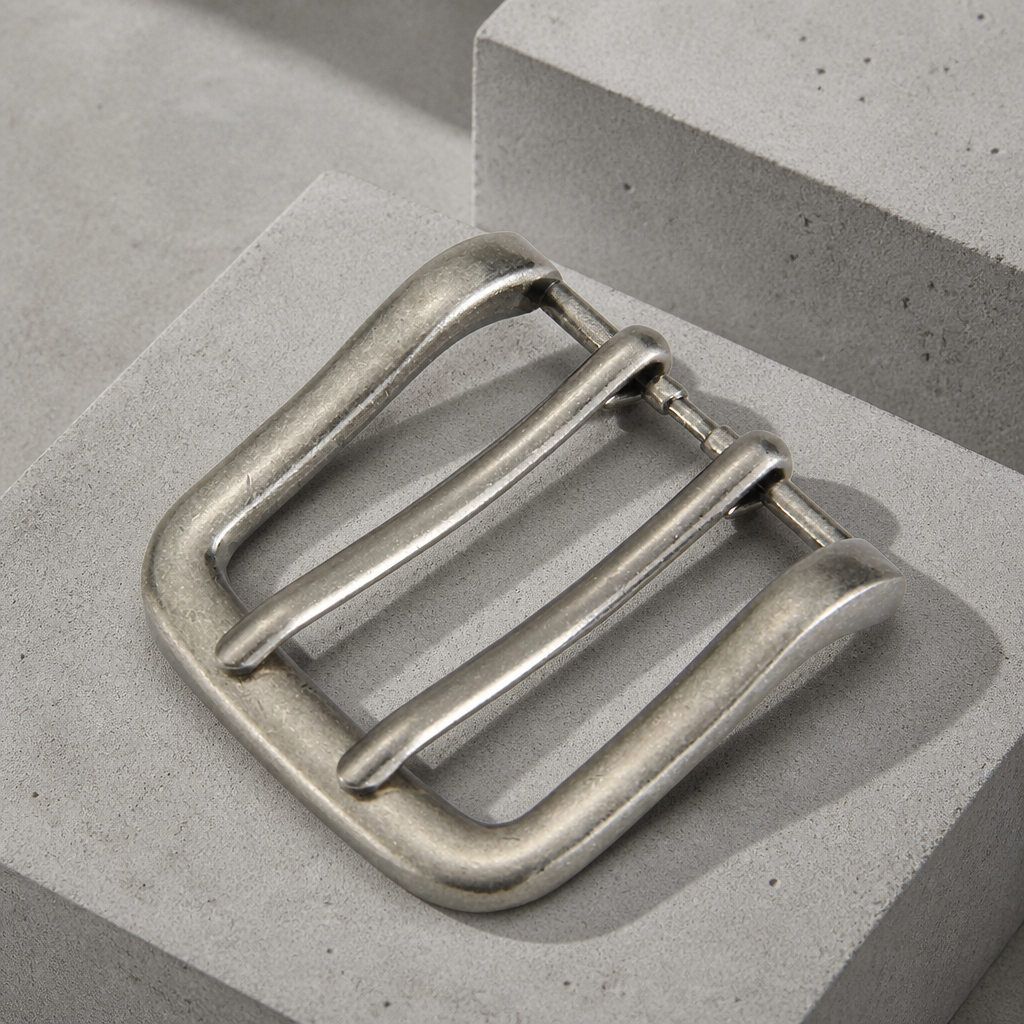Boucle vue de trois quarts, posée sur un bloc de béton