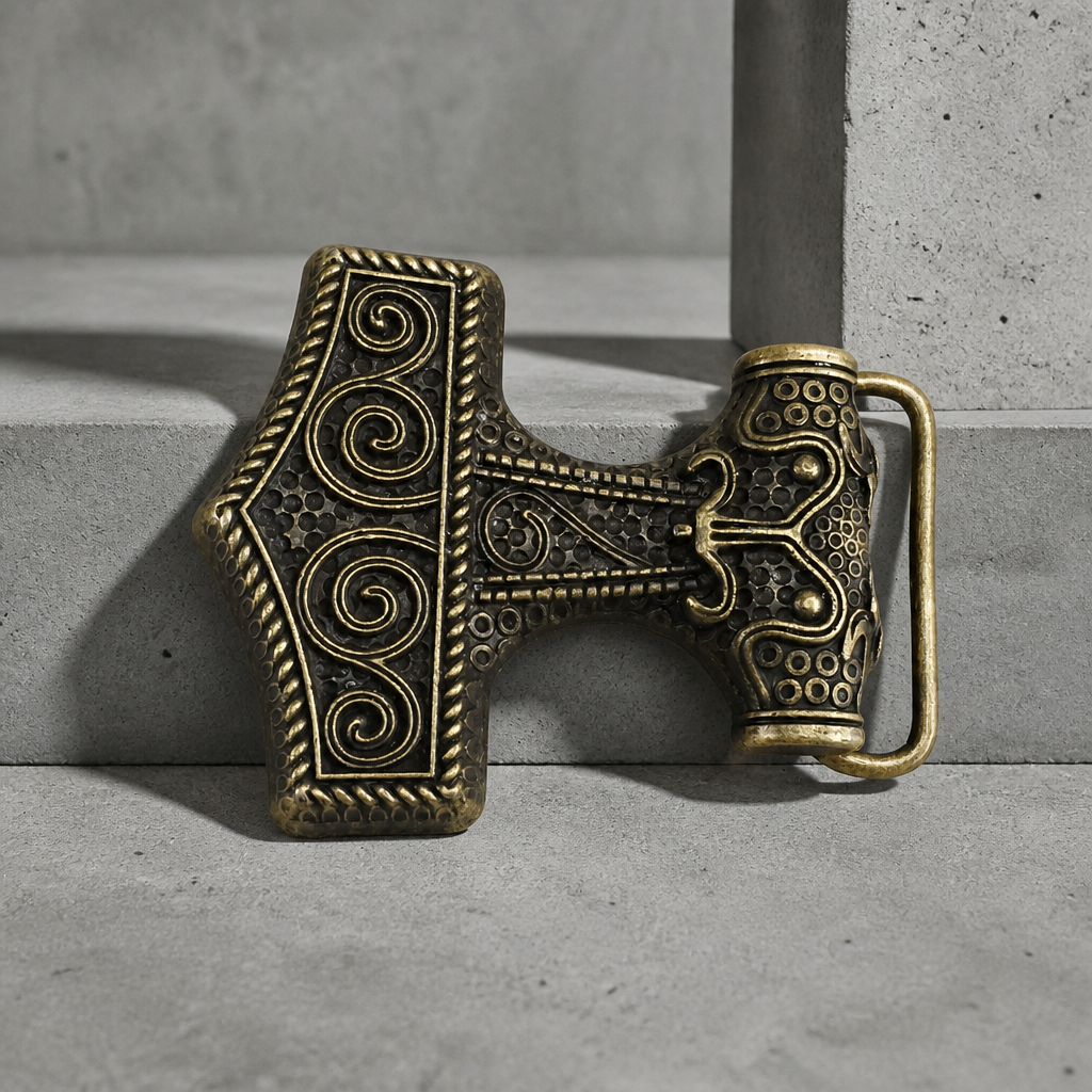 Boucle de ceinture marteau de Thor finition bronze, vendue seule