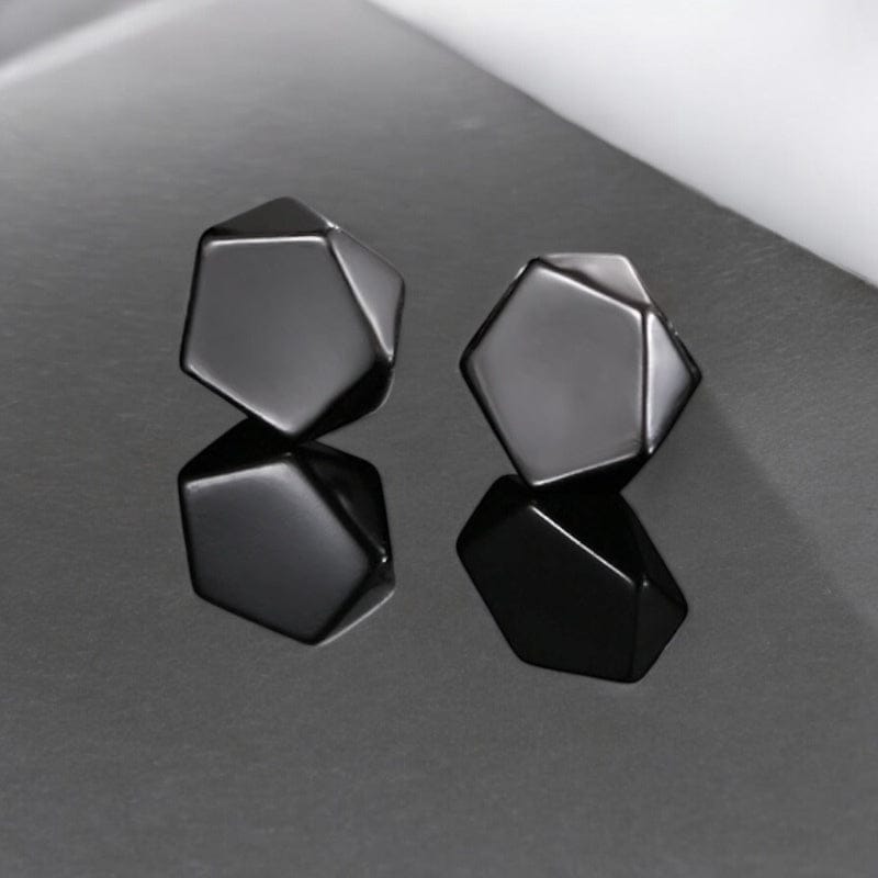 Boucle d'oreille homme aimant hexagonale noir