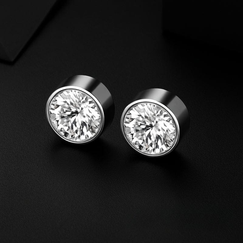 Boucles d'Oreilles Aimant Homme Rond - Diamant Sans Perçage