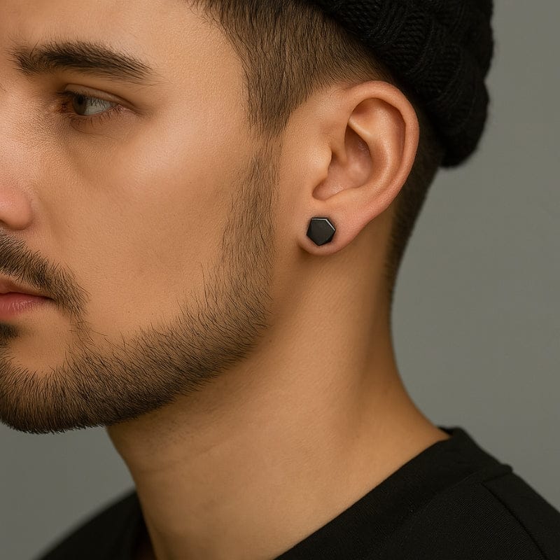 Boucles d'oreilles aimantées homme noir sans piercing