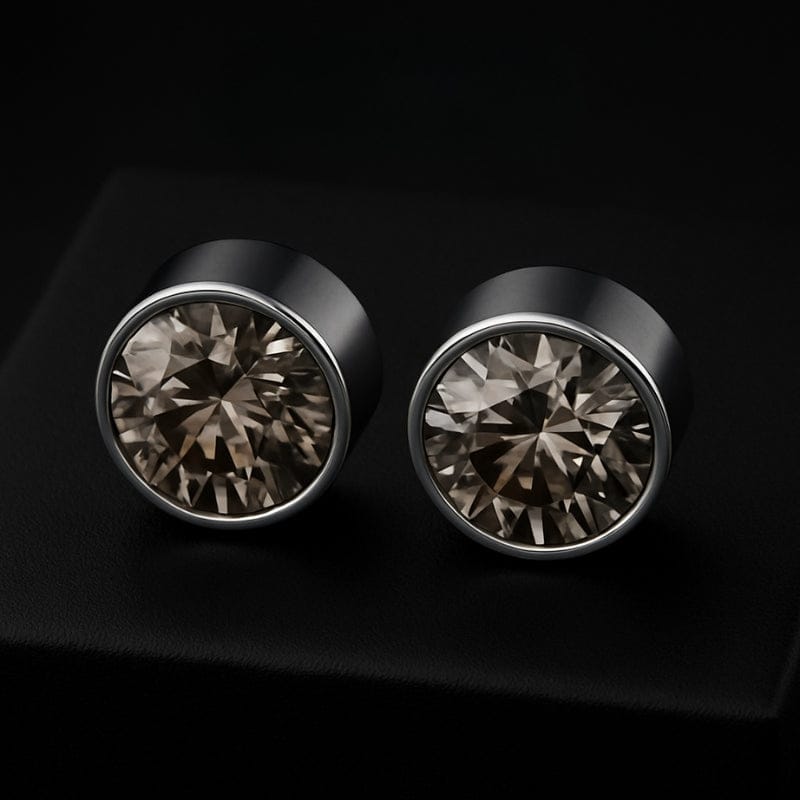 Boucles d'Oreilles Aimant Homme Rond - Diamant Sans Perçage