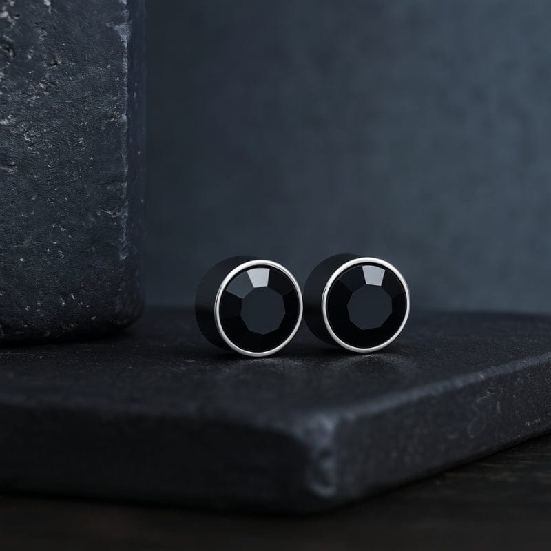 Boucles d'Oreilles Aimant Homme Rond - Diamant Sans Perçage