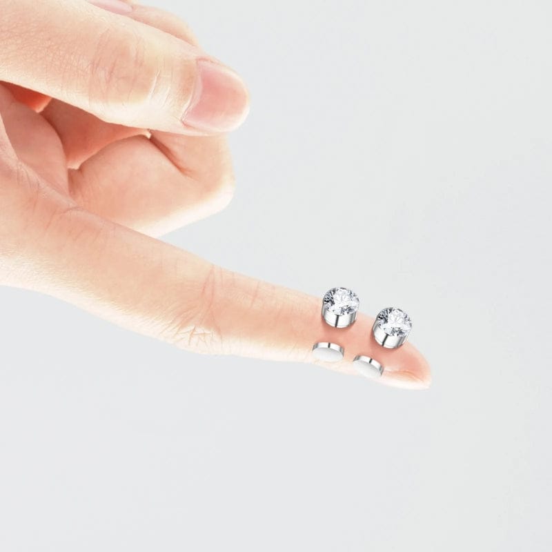 Boucles d'Oreilles Aimant Homme Rond - Diamant Sans Perçage