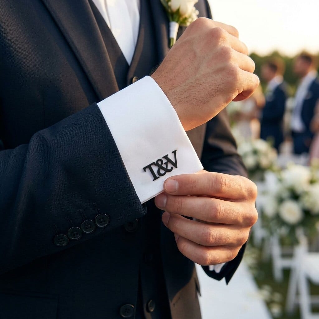 Boutons de manchette mariage personnalisés