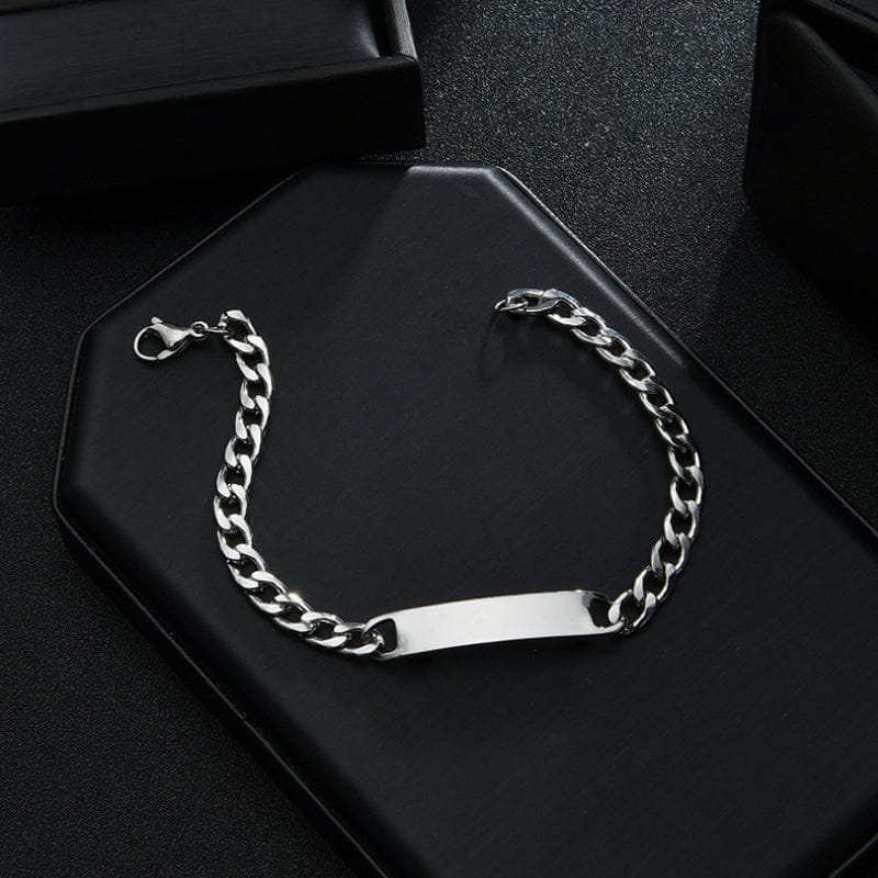 Bracelet chaîne acier homme personnalisable plaque gravable